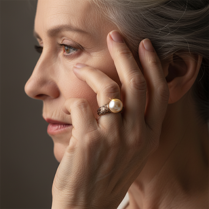 Vintage guld ring med perle