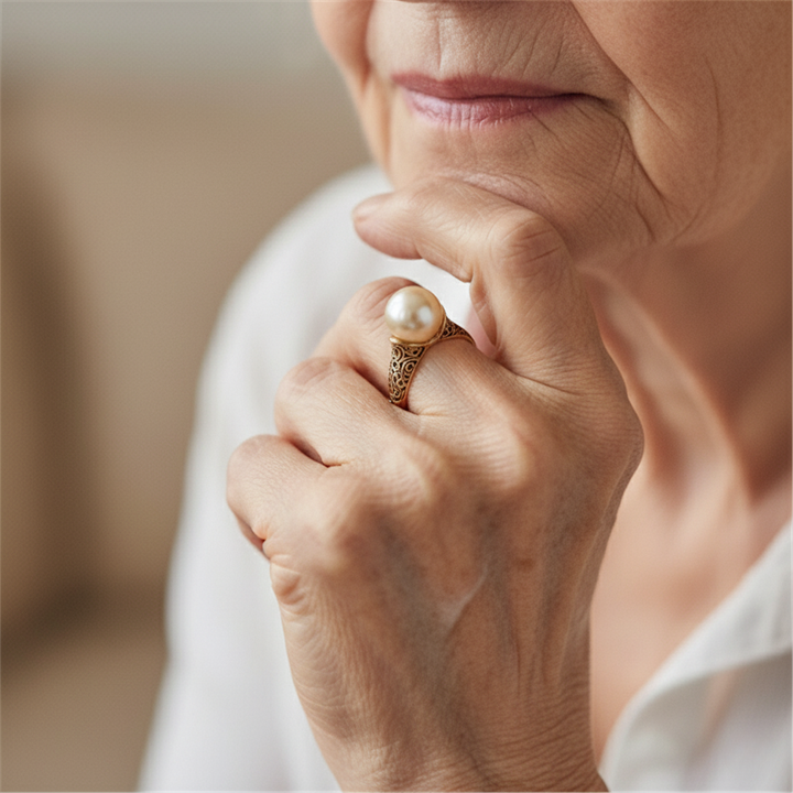 Vintage guld ring med perle