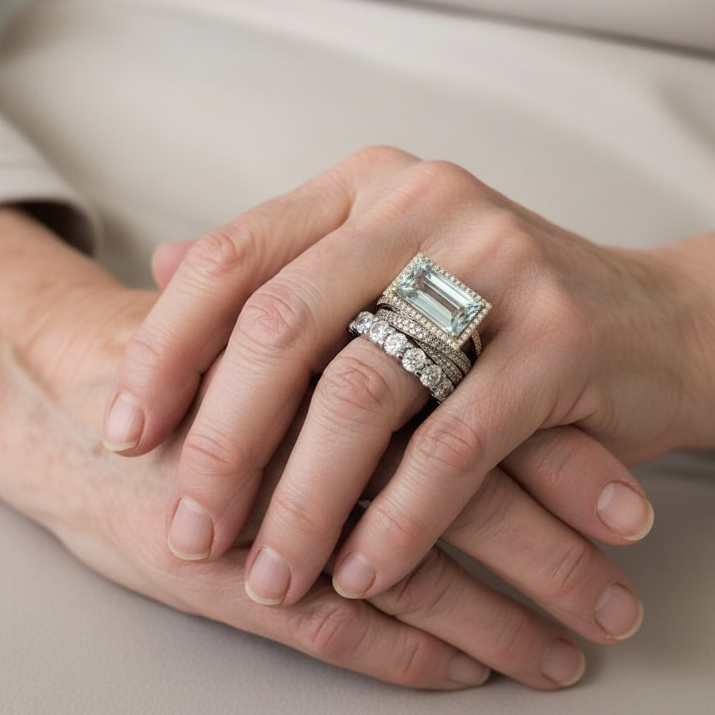 Vintage sølv ringe med glas turkise sten