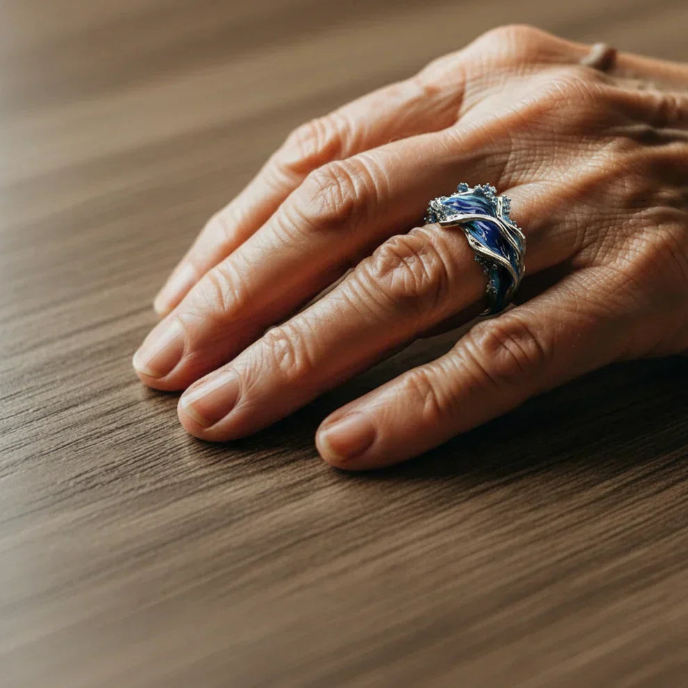 Vintage guld ring med havets bølger