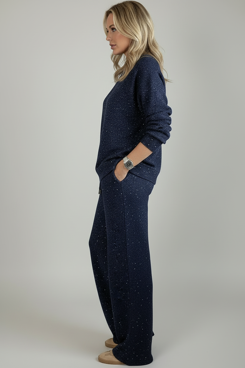 Freyja - Sæt med glimmerbukser og sweater