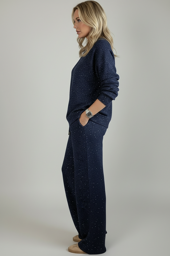 Freyja - Sæt med glimmerbukser og sweater