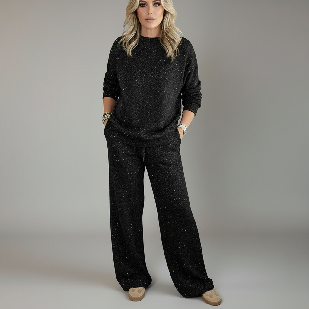 Freyja - Sæt med glimmerbukser og sweater