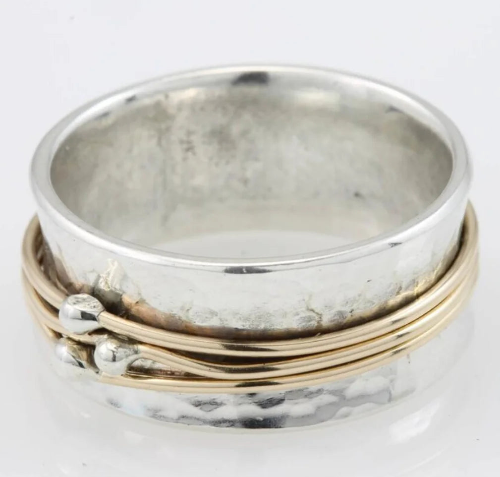Vintage guld ring med lag i sølv