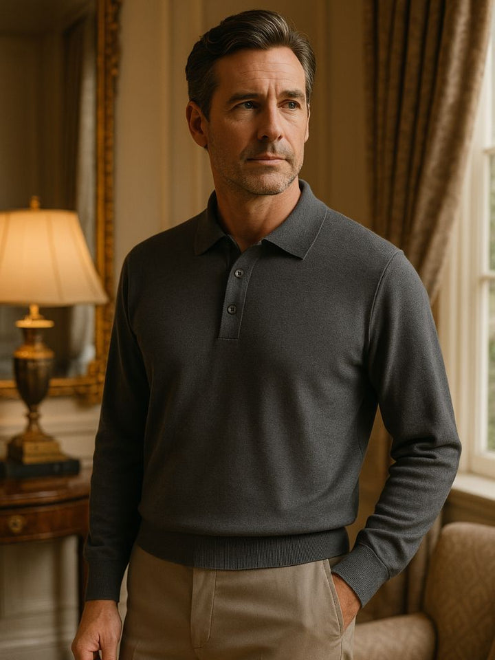 Adrian™ | Uldpolo med Knapper