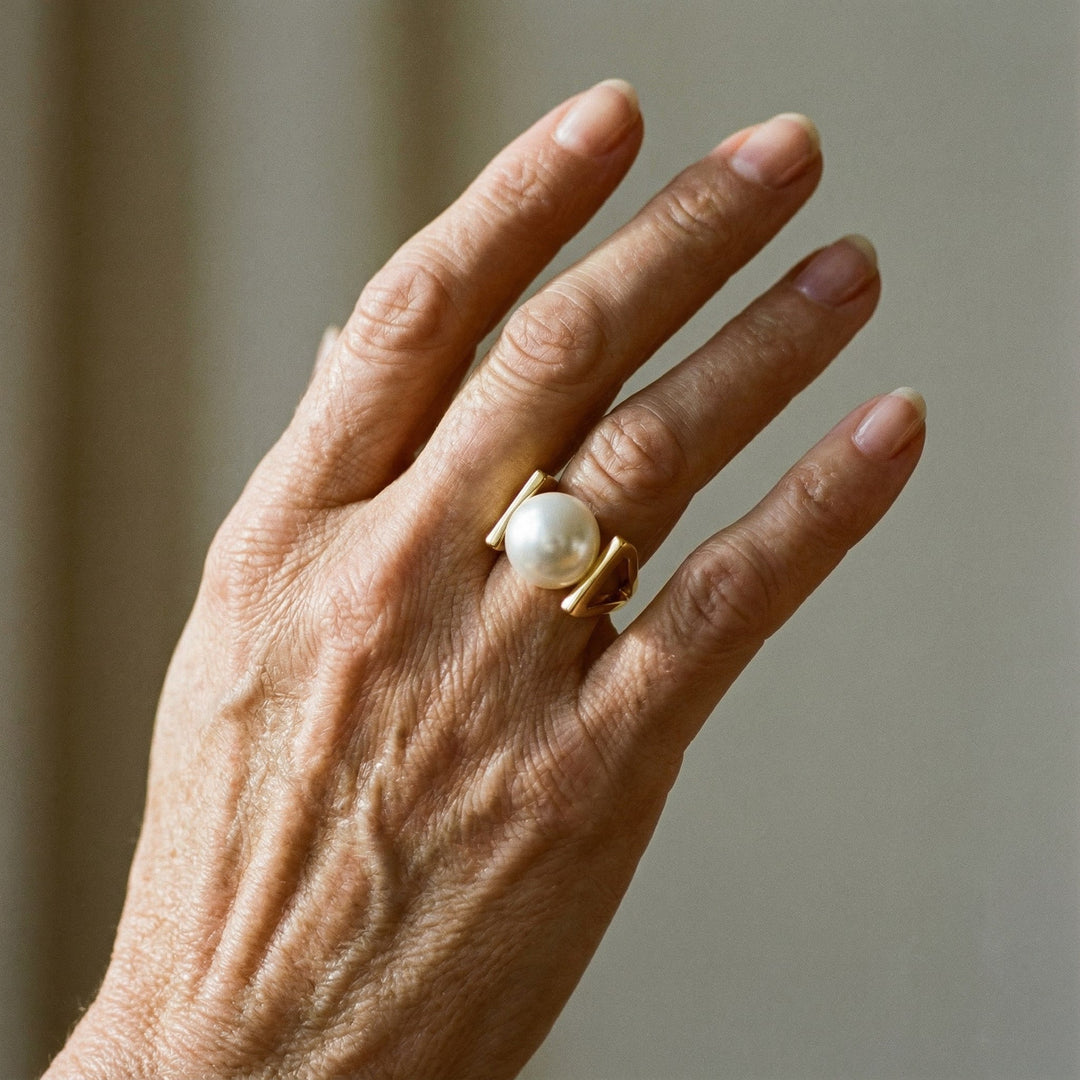 Guld ring med vintage perler