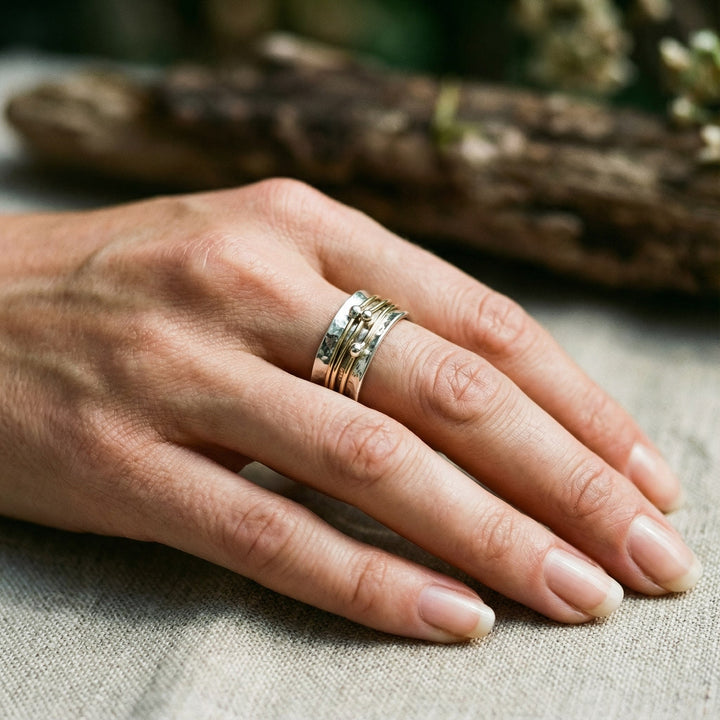 Vintage guld ring med lag i sølv