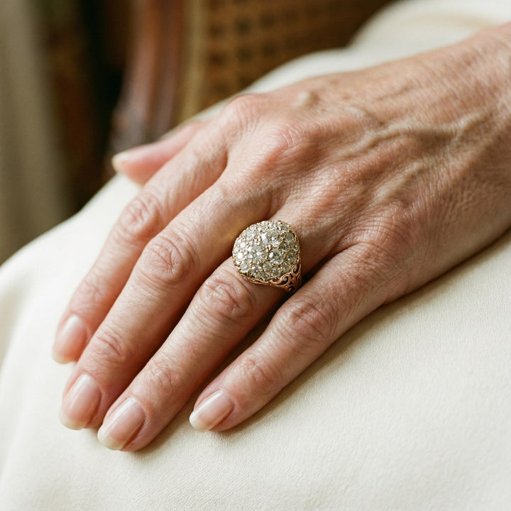 Vintage Rundt Guld Ring med Diamant