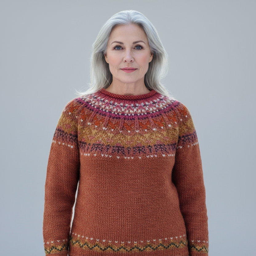 Sofia – Varm trøje med rundt strikket skuldermønster