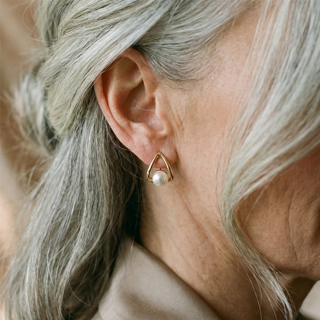 Trekantede Øreringe med Elegante Perler