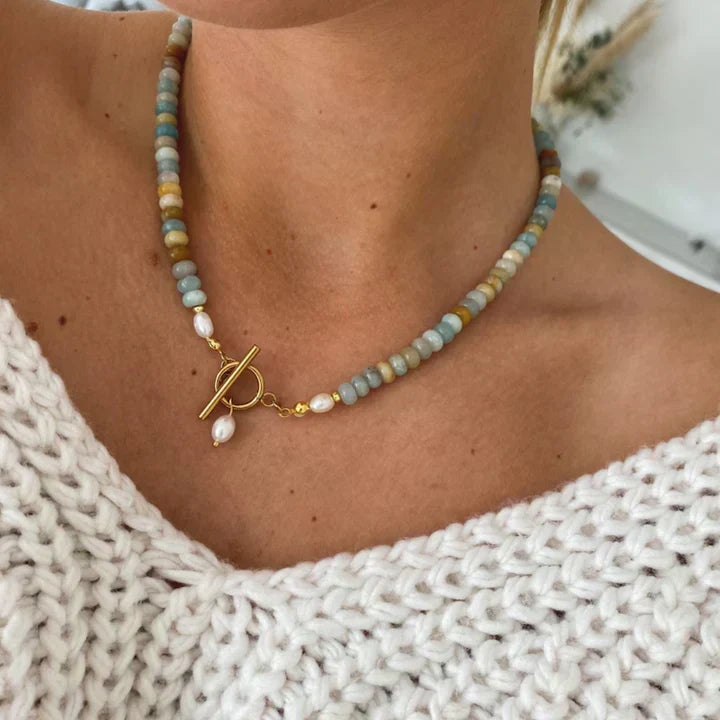 Vintage guldhalskæde med sten