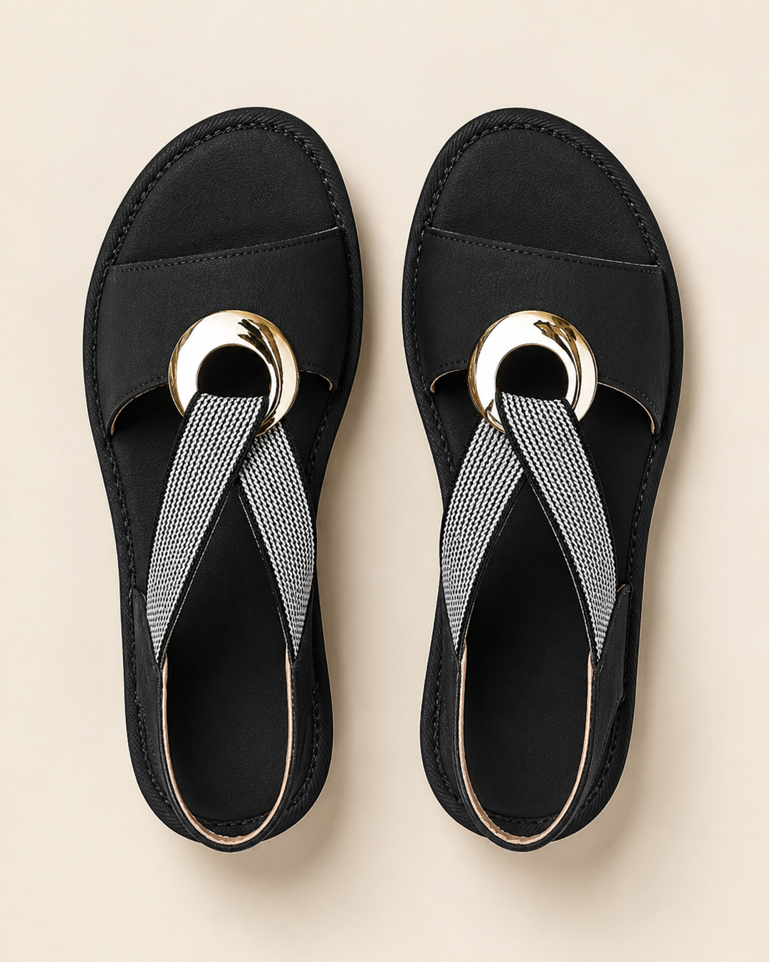 Mette - Komfortable sandaler med stabil sål og gyldent detalje