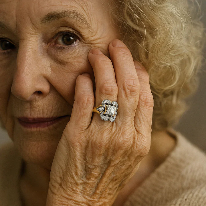 Vintage guld ring med zirkon