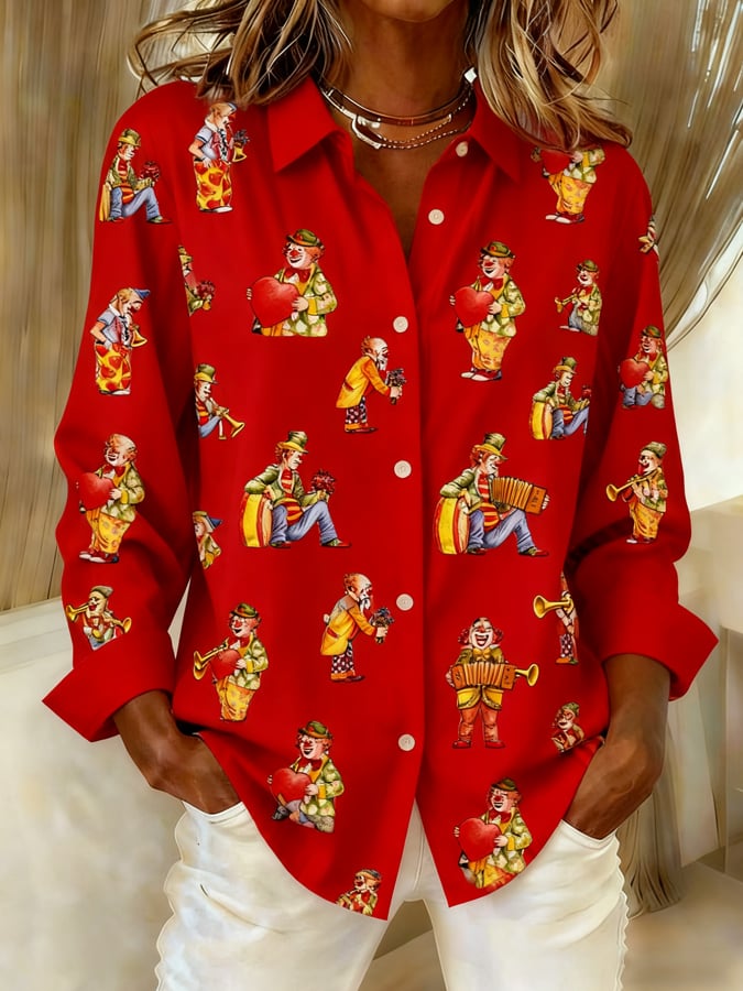 Dame Kölner Karneval Casual Print Langærmet T-shirt