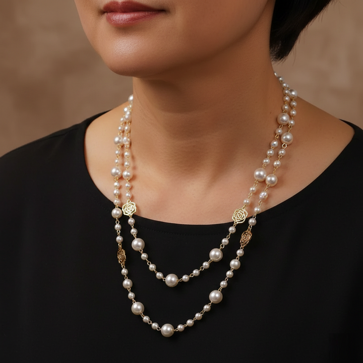 Elegant guldhalskæde med perle