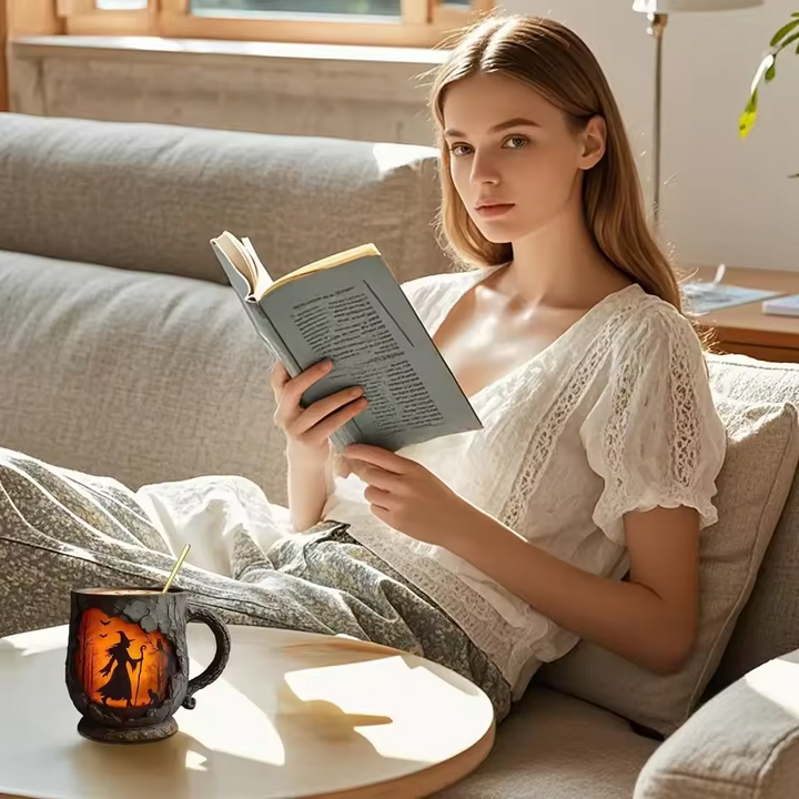 Artisan 3D Halloween Krus – Med Design af Heks og Kat