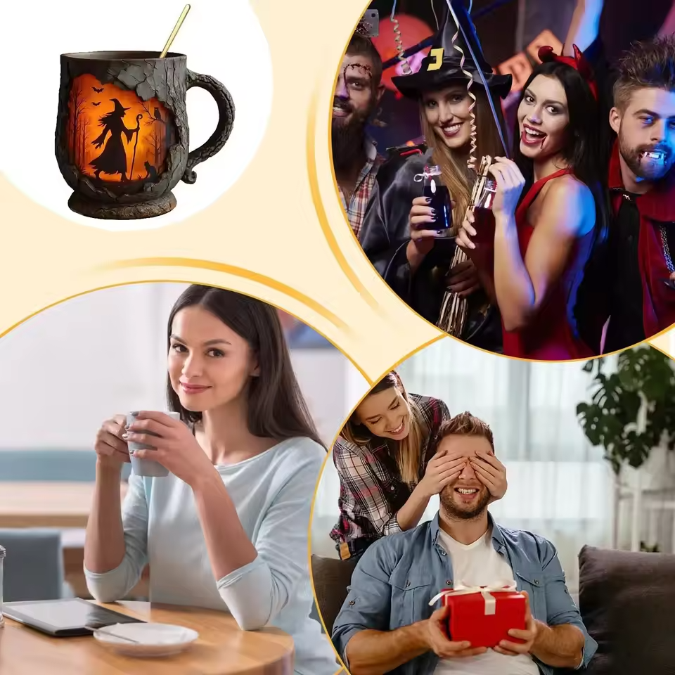 Artisan 3D Halloween Krus – Med Design af Heks og Kat