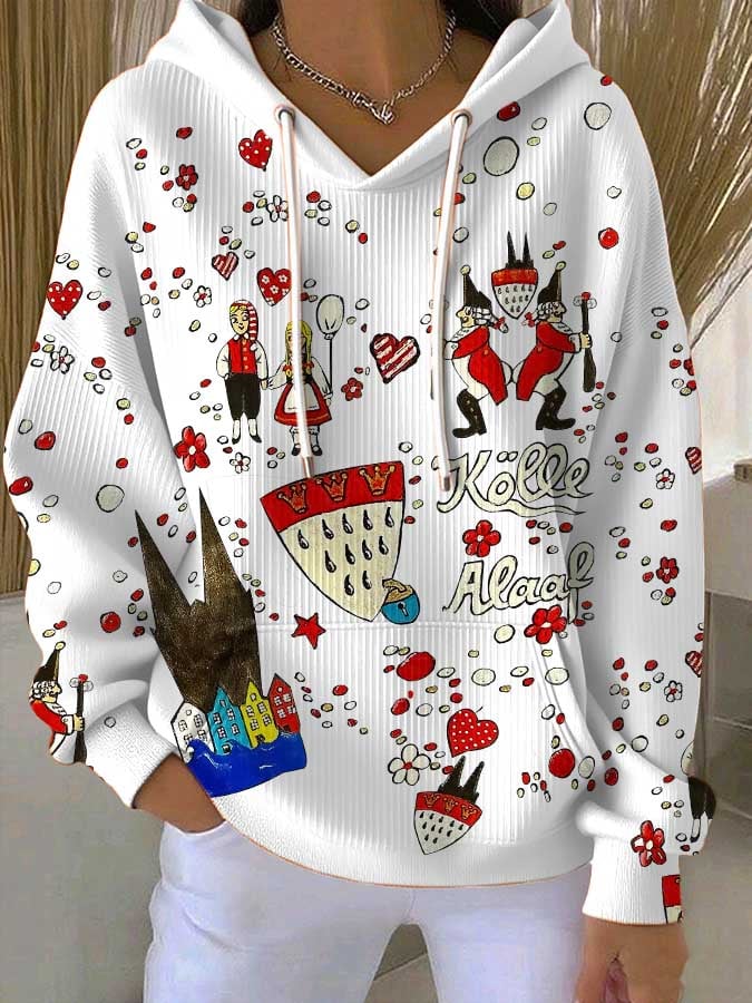 Lækkert hætte sweatshirt med Kölner karnevalsprint til damer