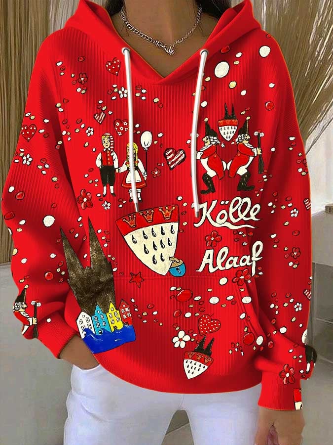 Lækkert hætte sweatshirt med Kölner karnevalsprint til damer