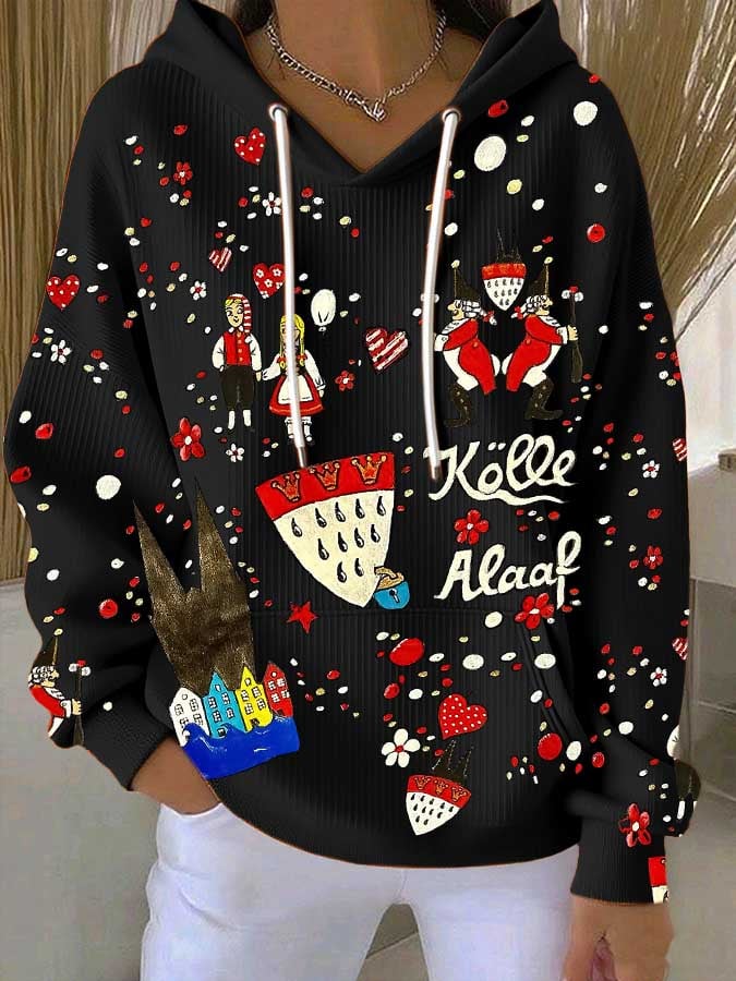 Lækkert hætte sweatshirt med Kölner karnevalsprint til damer