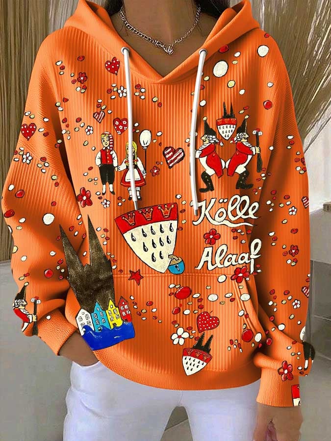 Lækkert hætte sweatshirt med Kölner karnevalsprint til damer