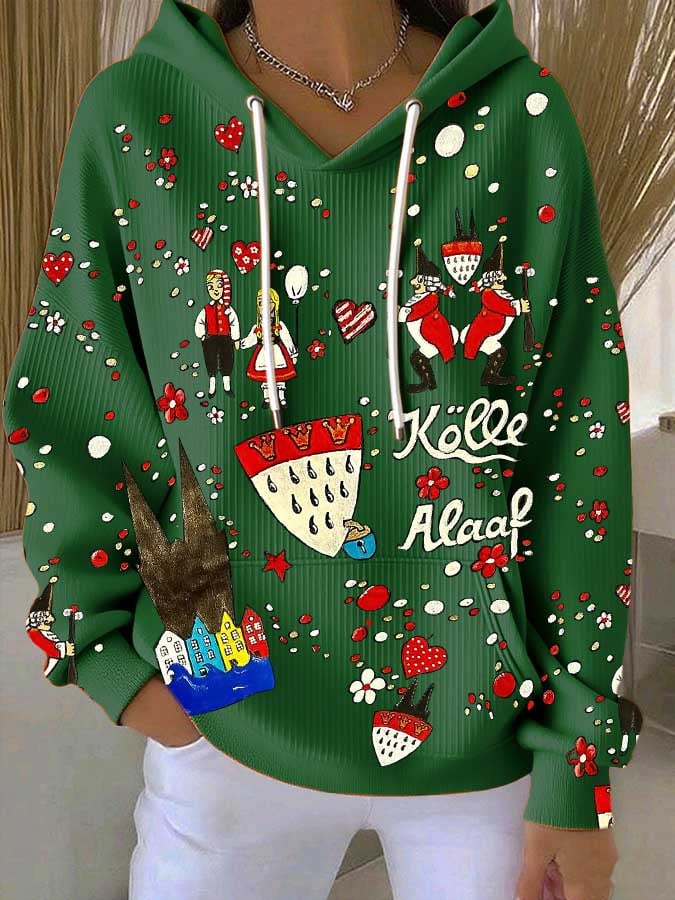 Lækkert hætte sweatshirt med Kölner karnevalsprint til damer