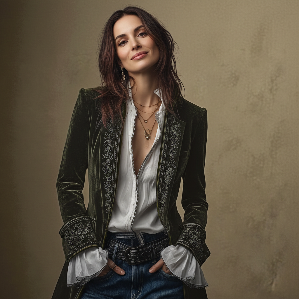 Liva™ | Broderet fløjlsfrakke