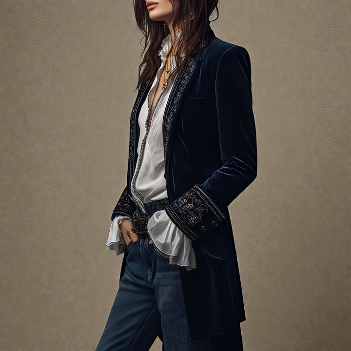 Liva™ | Broderet fløjlsfrakke