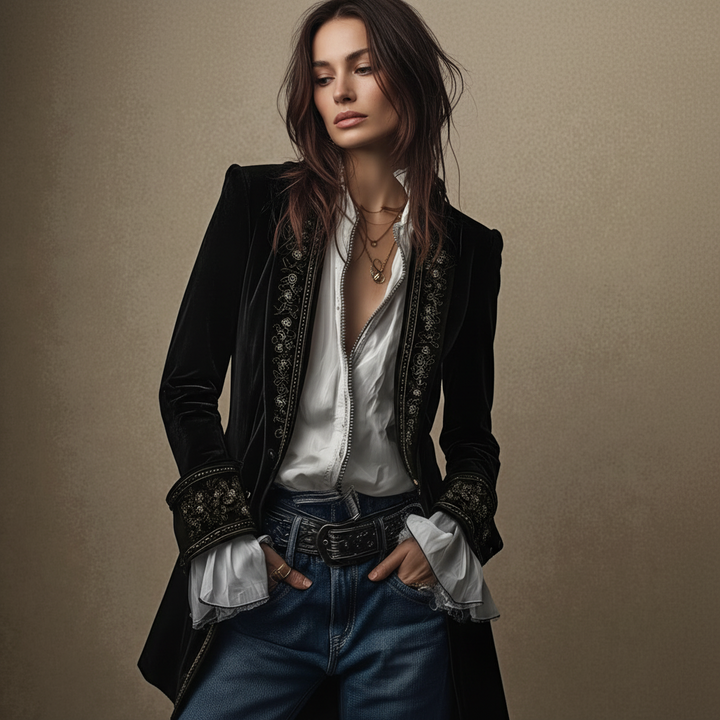 Liva™ | Broderet fløjlsfrakke