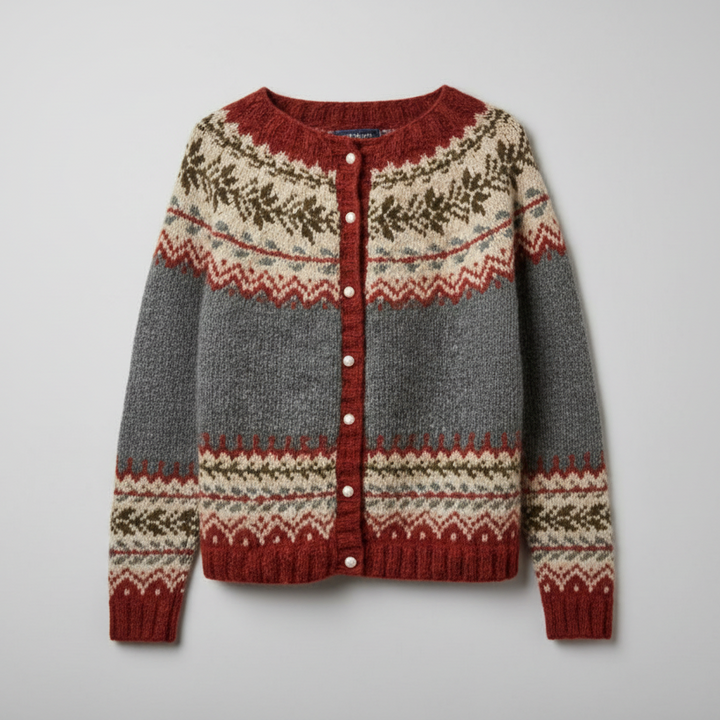 Nelia™ | Strikkede cardigan med klassisk vintermønster