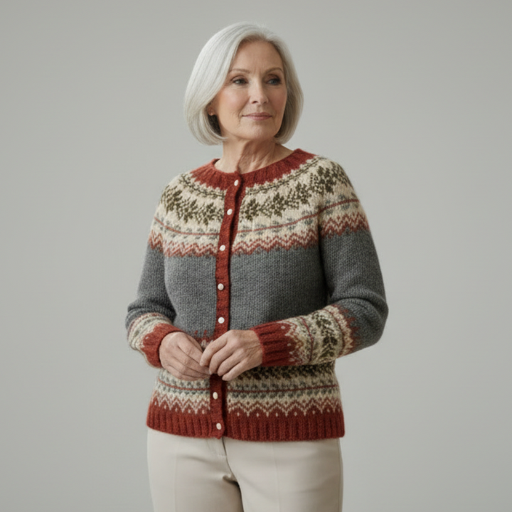 Nelia™ | Strikkede cardigan med klassisk vintermønster