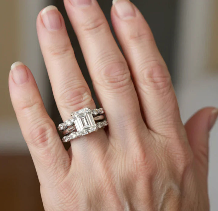 Vintage ring i sølv med blanke lag