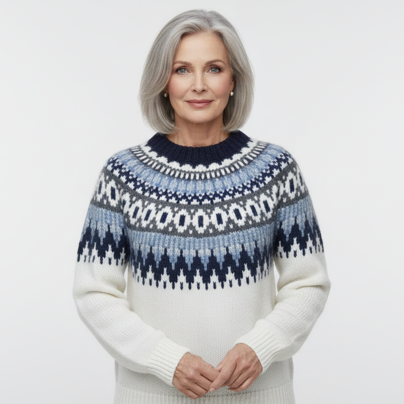 Elin – Vintertrøje med nordisk skuldermønster