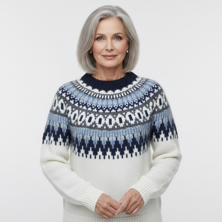Elin – Vintertrøje med nordisk skuldermønster
