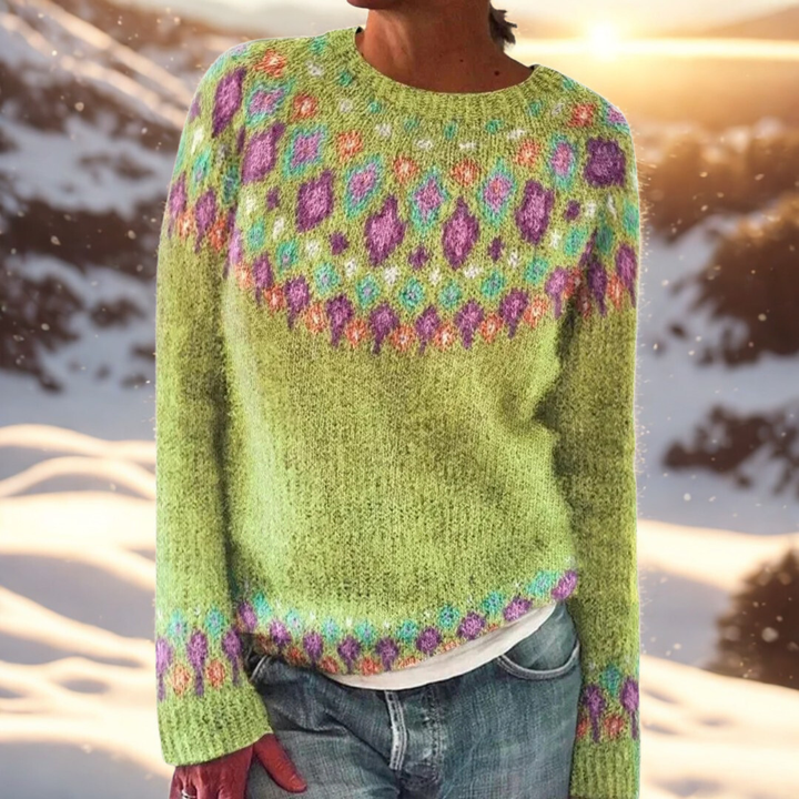 Matilda – Komfortabel striktrøje med Fair Isle-detaljer