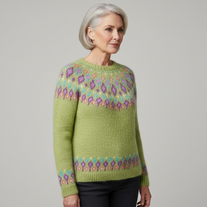 Matilda – Komfortabel striktrøje med Fair Isle-detaljer