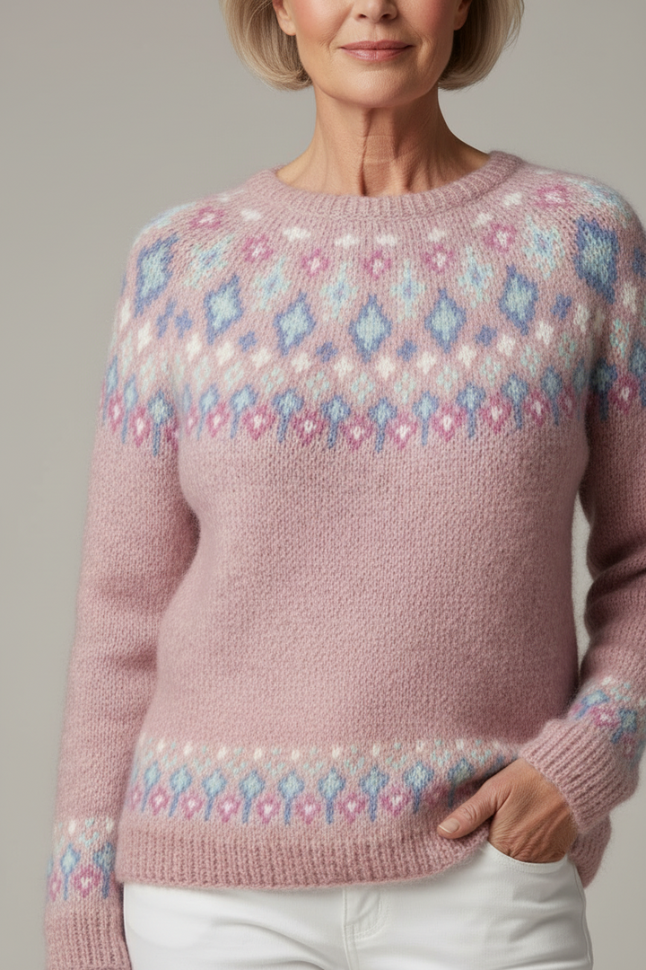 Elizabeth - Blød strikket jumper med traditionelle vævede skulderdetaljer