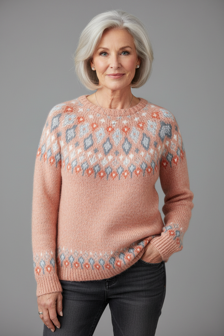 Olivia – Varm trøje med klassisk vævet mønster