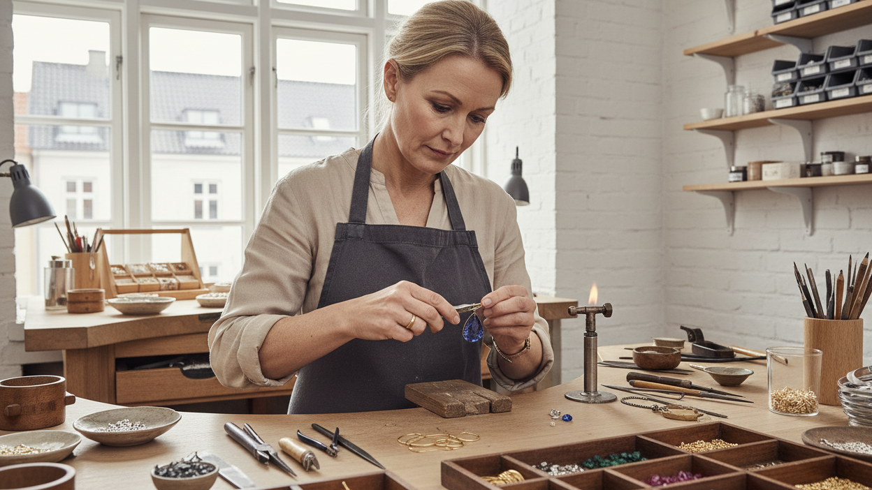 Artesã dinamarquesa a criar joias