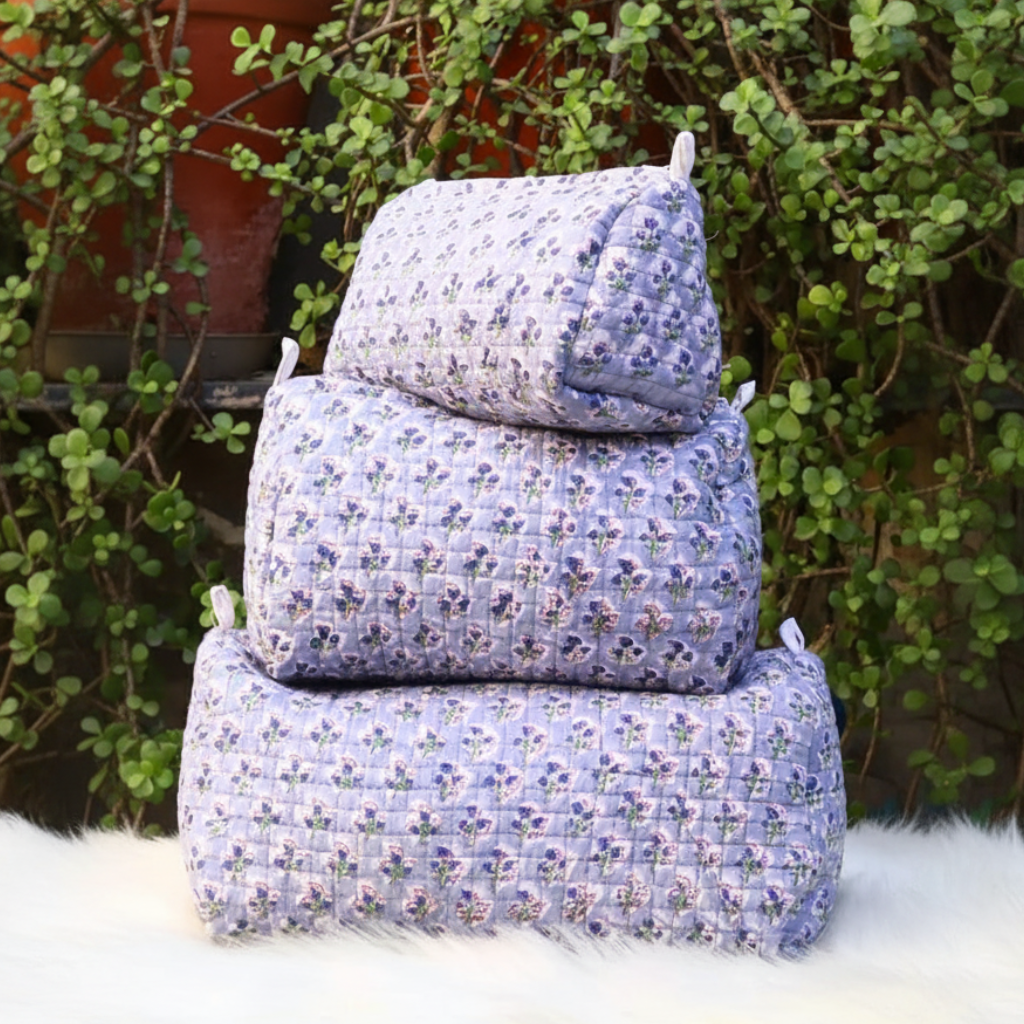 Bolsas acolchoadas floral lavanda