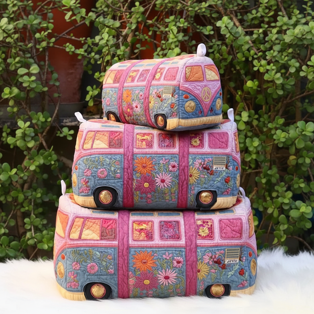 Bolsas cosméticas acolchoadas estilo carrinha hippie VW