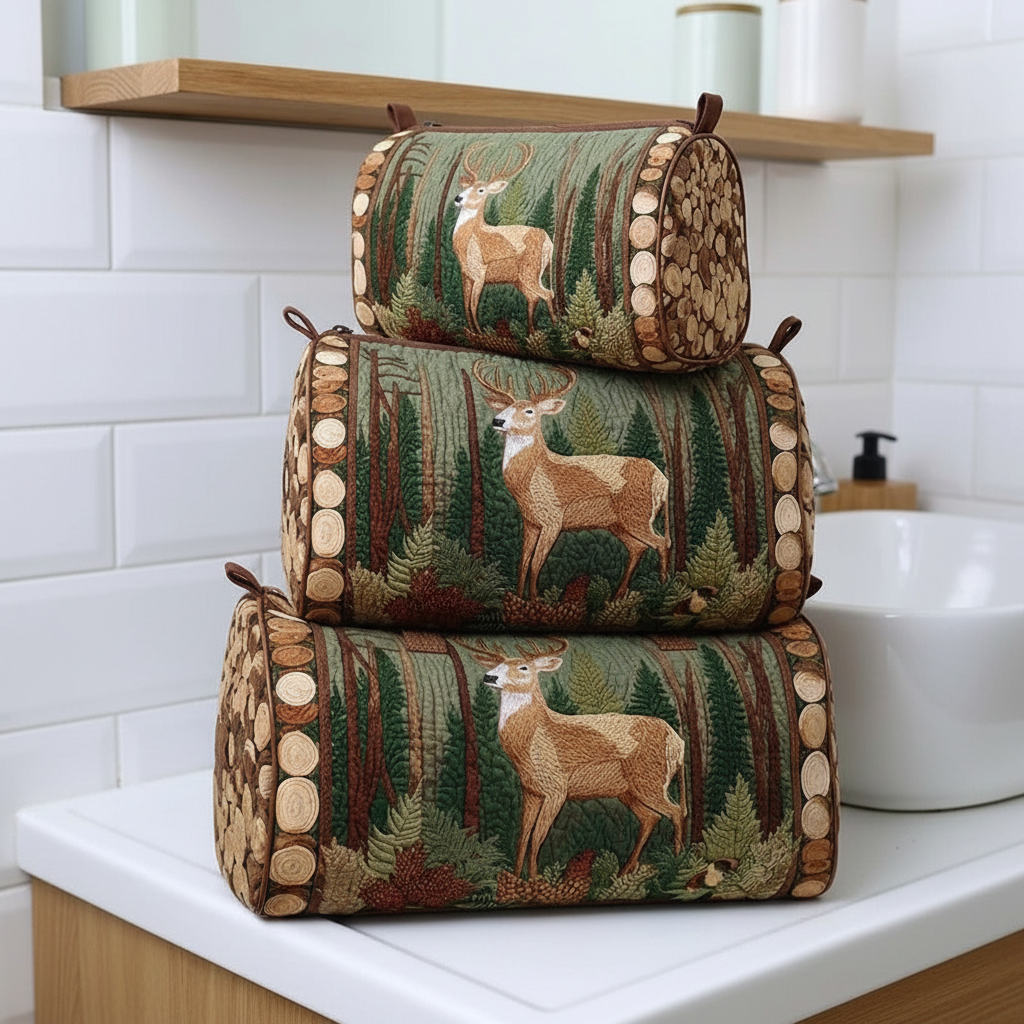 Bolsas de viagem com veados na floresta