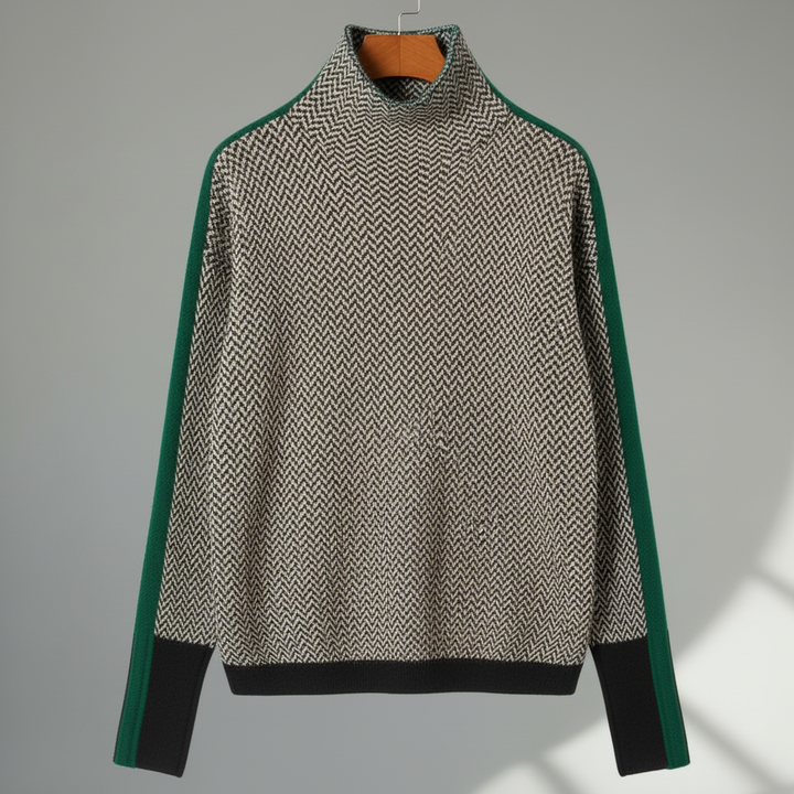 Camisola verde com fundo cinza
