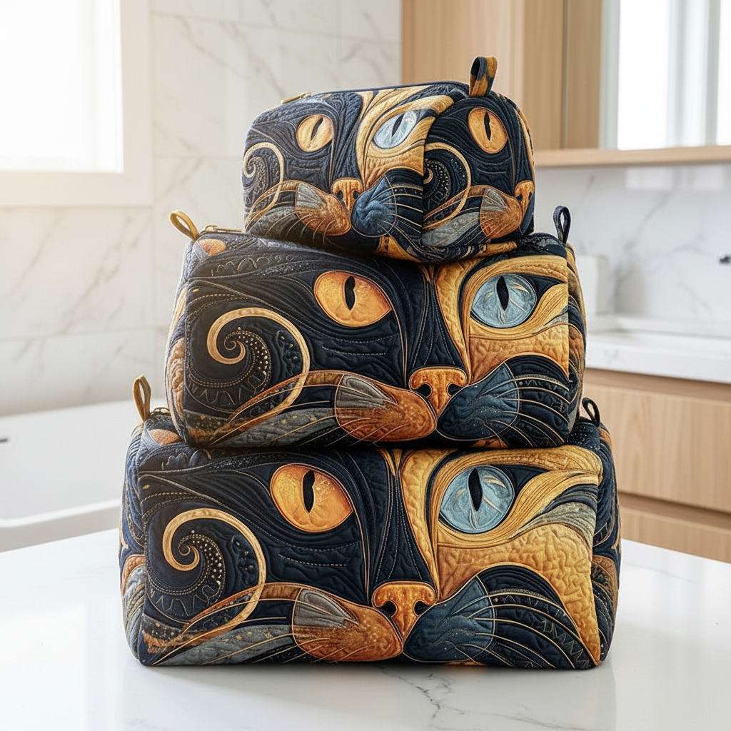 Cat Quilted Pouches Square