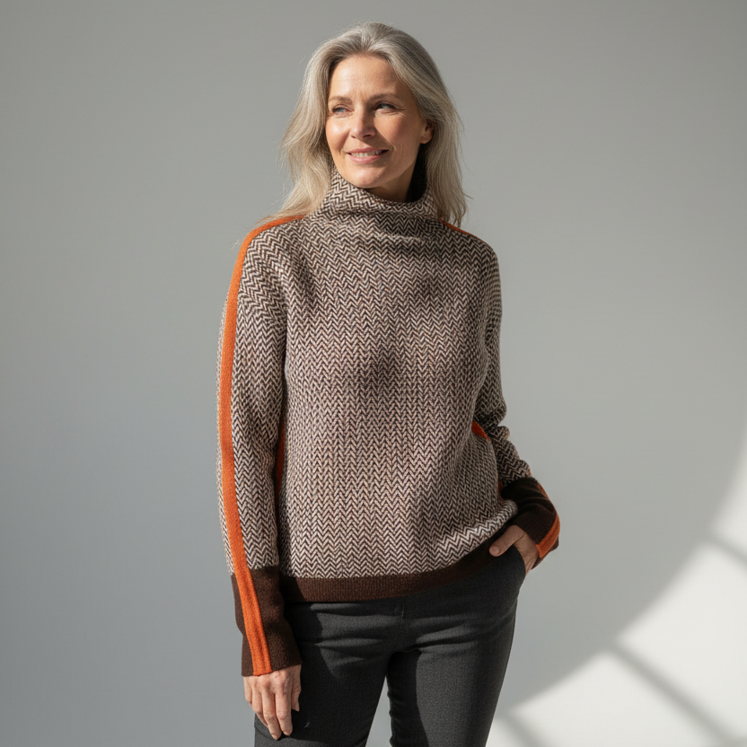Fotografia natural com camisola chevron correta