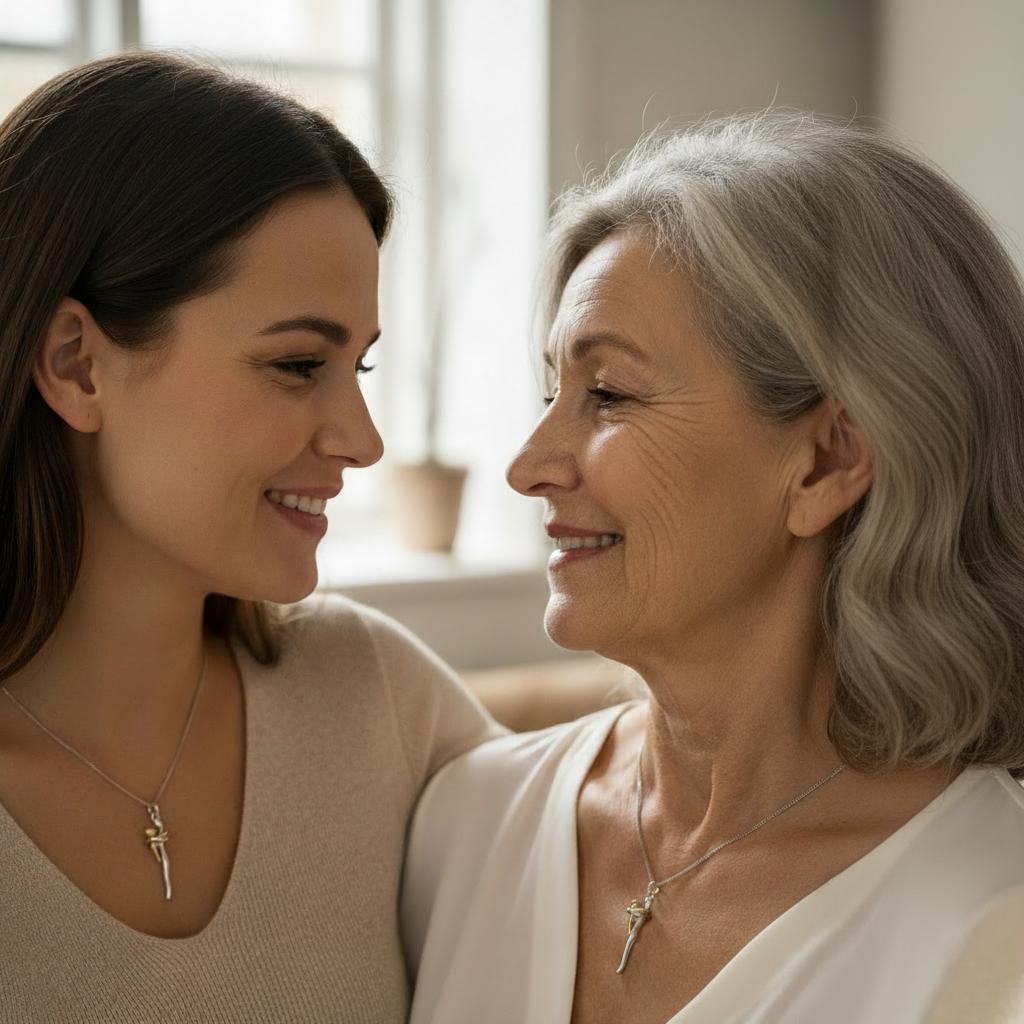 Fotografia natural de mãe e filha dinamarquesas formato quadrado