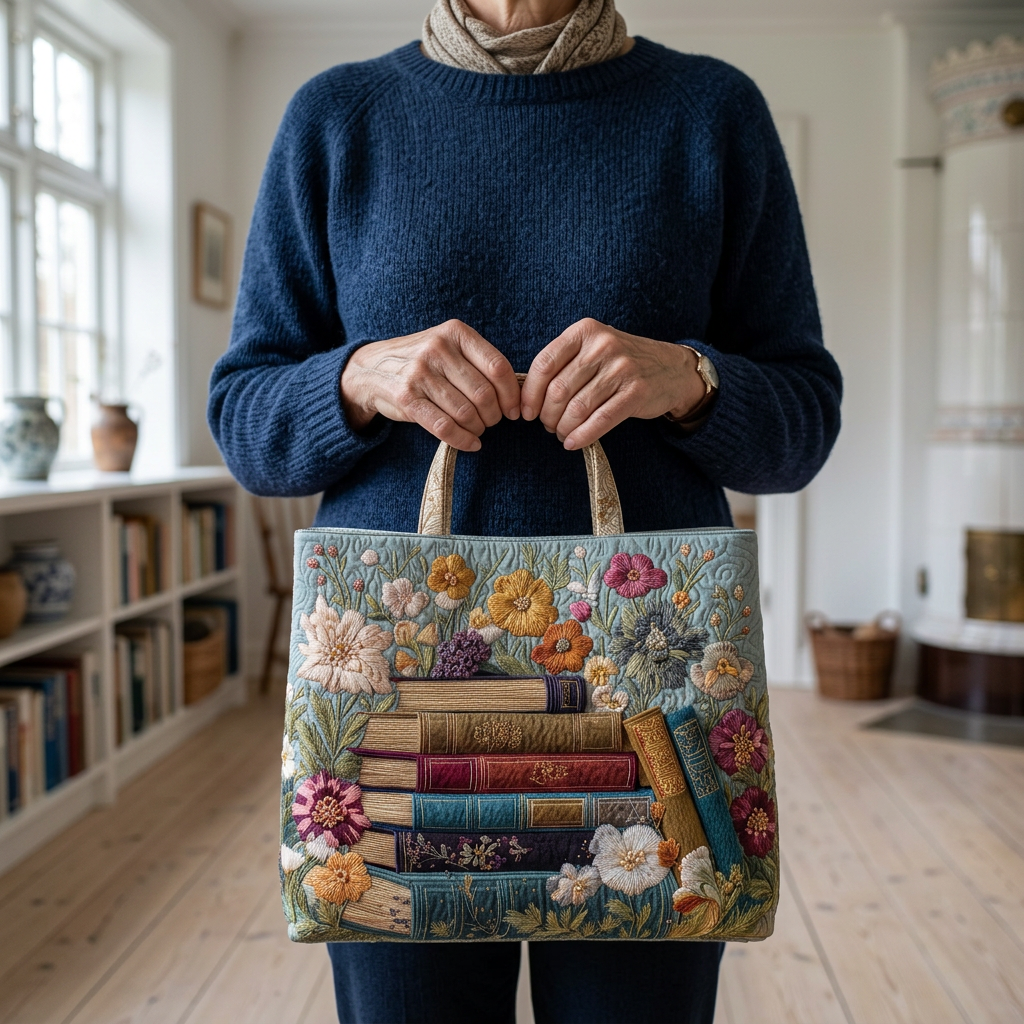 Håndlavet taske - Mellem blomster og bøger