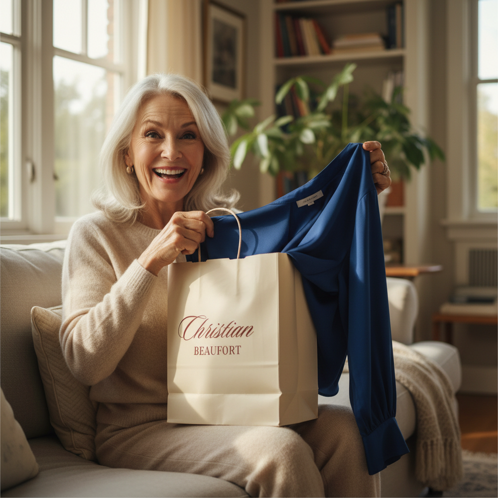 Mulher estilosa a olhar para câmara com entusiasmo