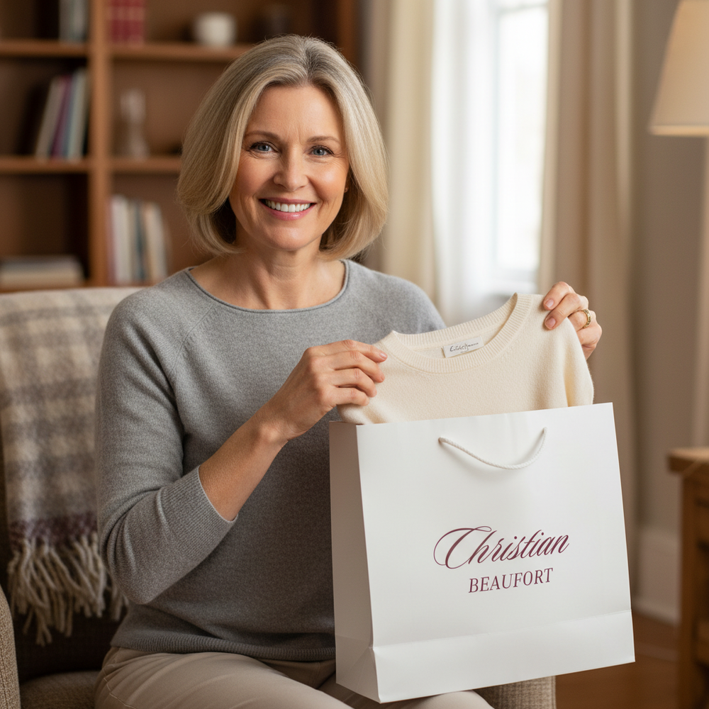 Mulher satisfeita a olhar para câmara