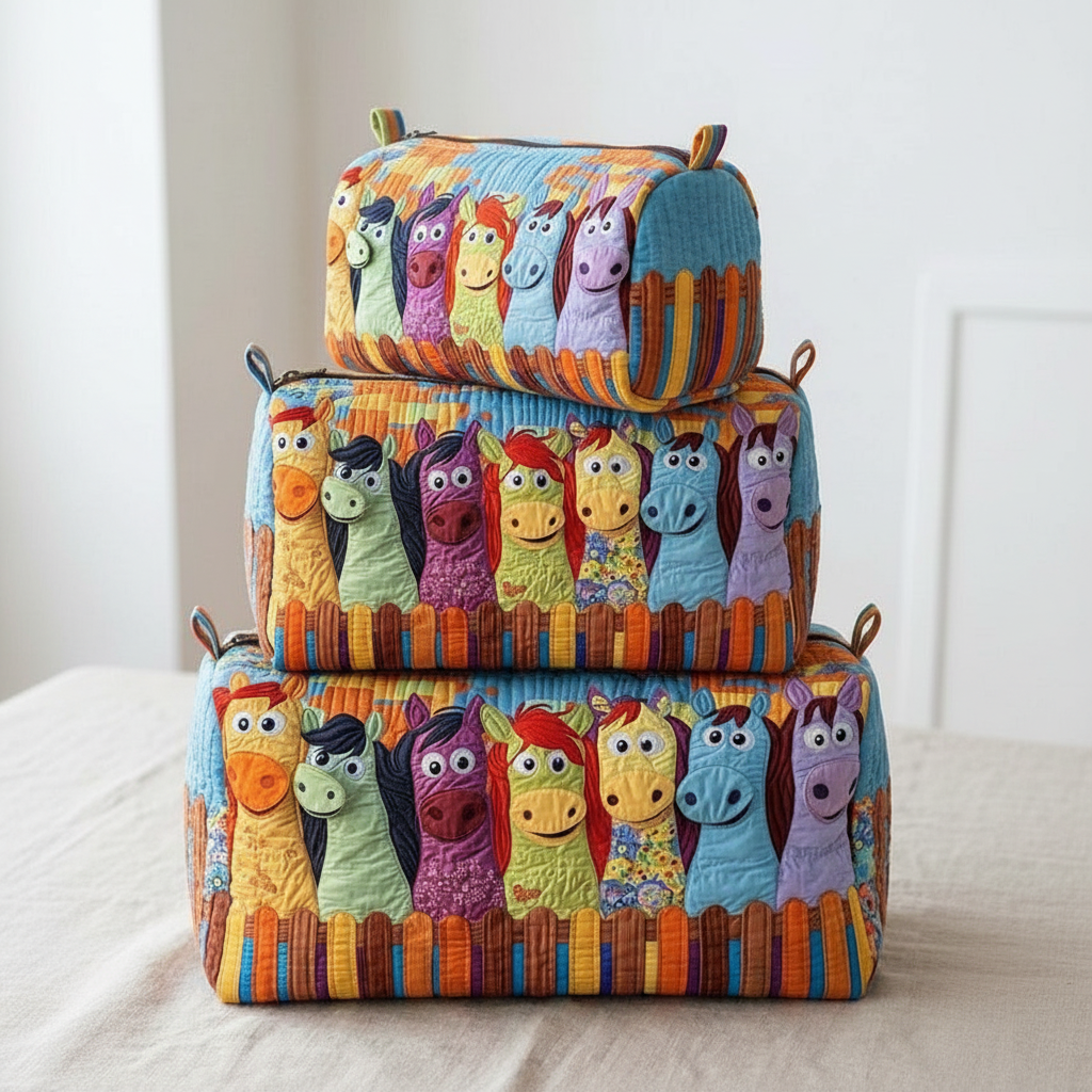 Quilted Cartoon Horse Pouches